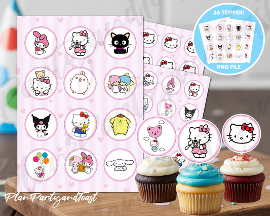 Hello Kitty cupcake toppers