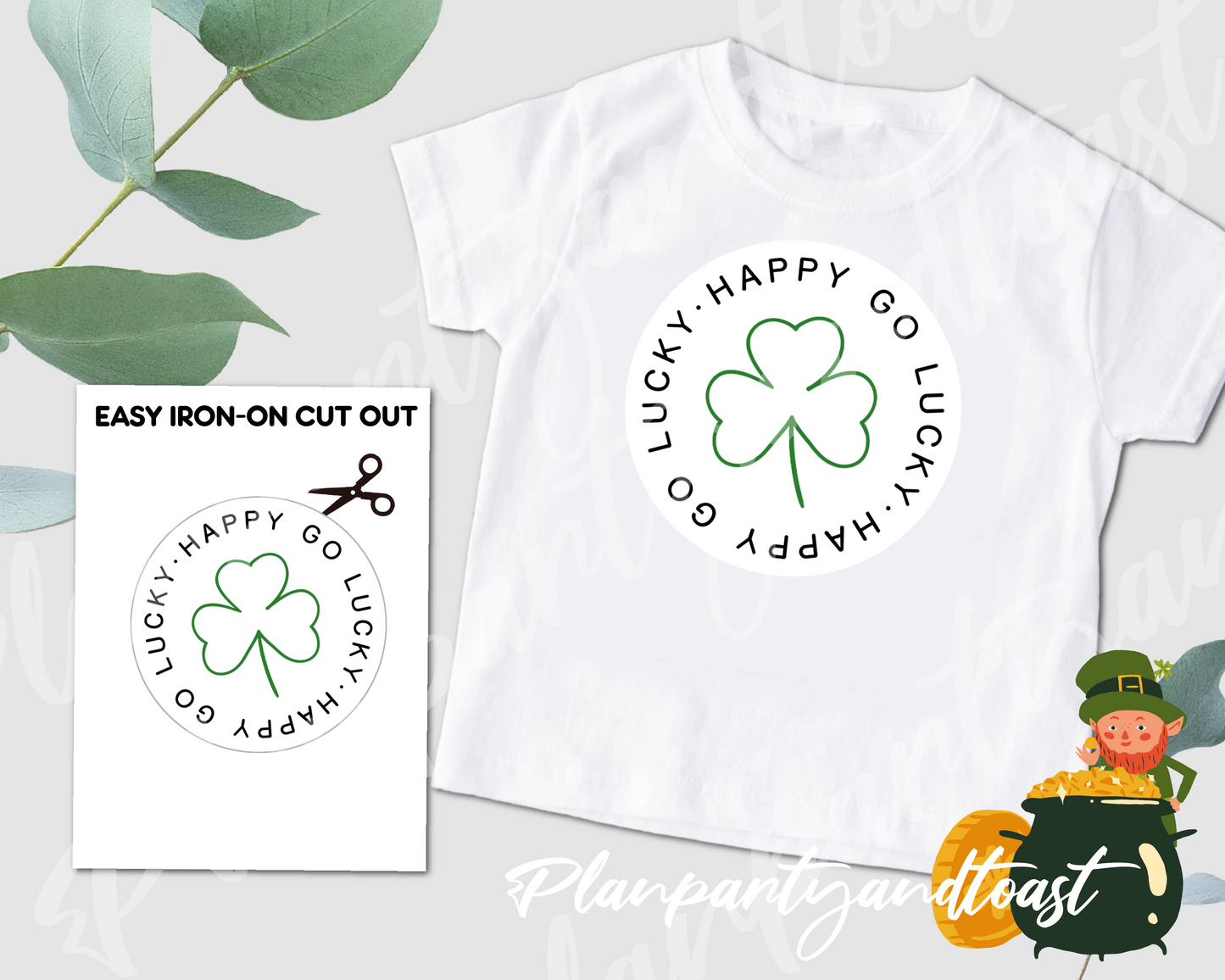 St. Patrick's Day Happy Go Lucky Digital Iron-On Design