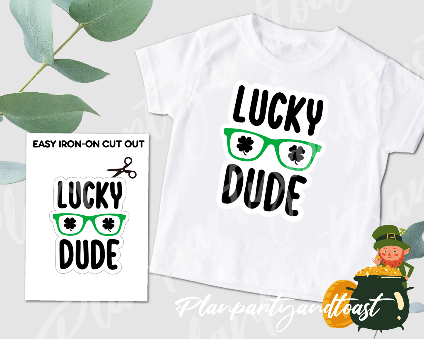 St. Patrick's Day Lucky Dude Digital Iron-On Design