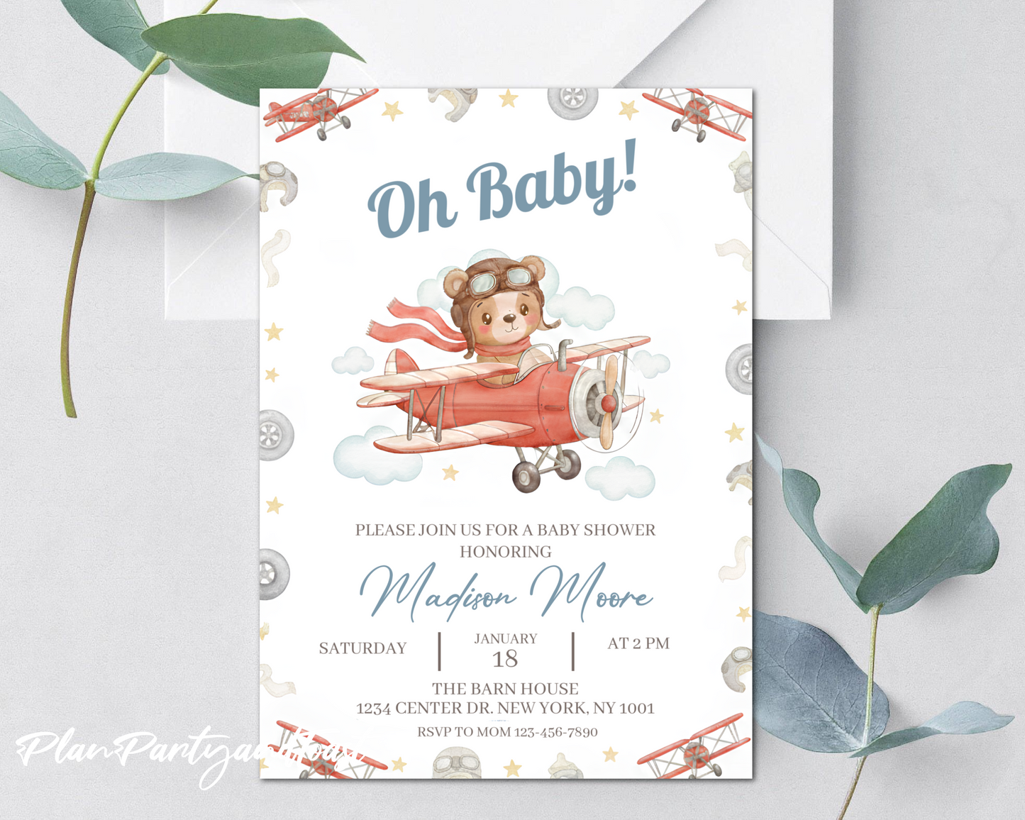 Air Plane Bear Baby Shower invitation!