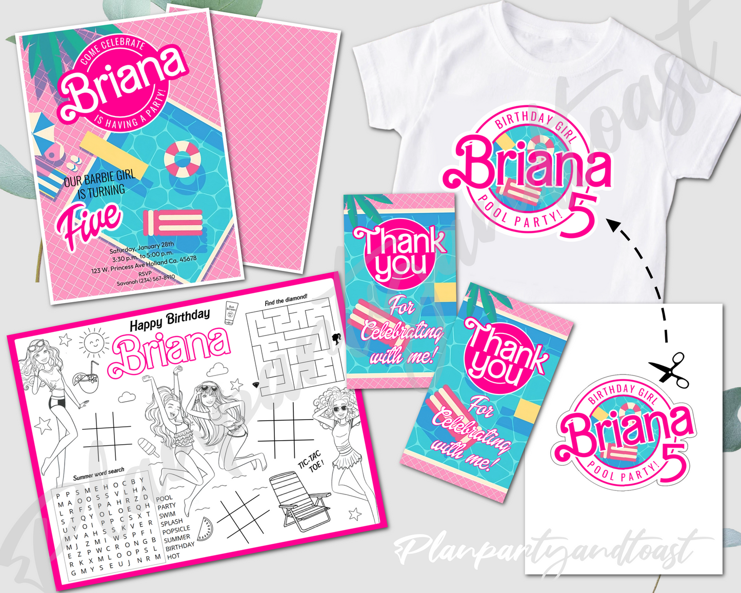 Barbie birthday invitation bundle