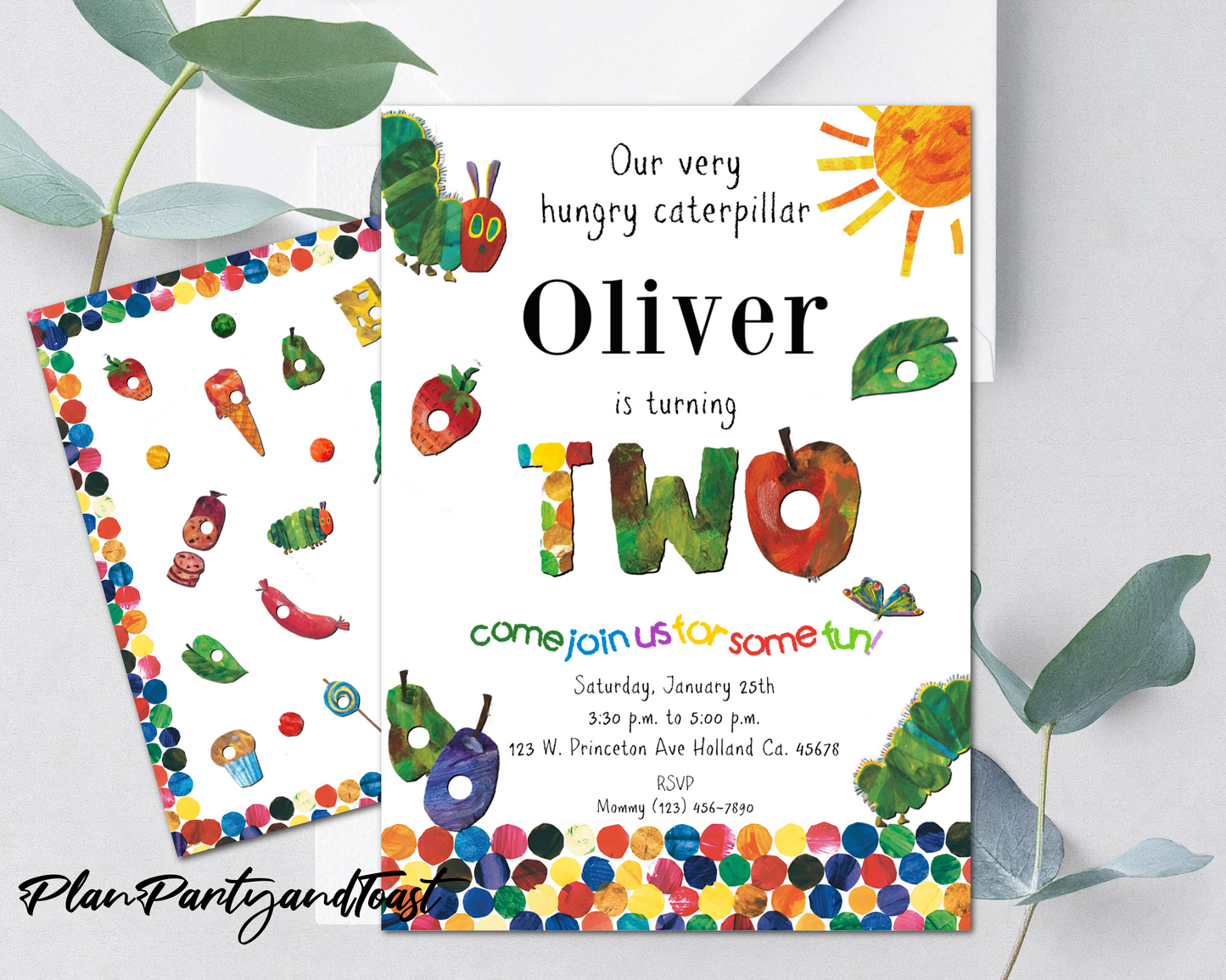 Hungry Caterpillar birthday invitation 2nd birthday