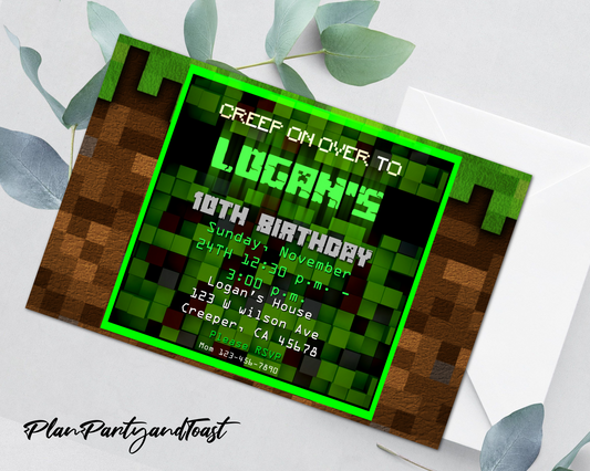 Tema dell'invito di compleanno di Minecraft