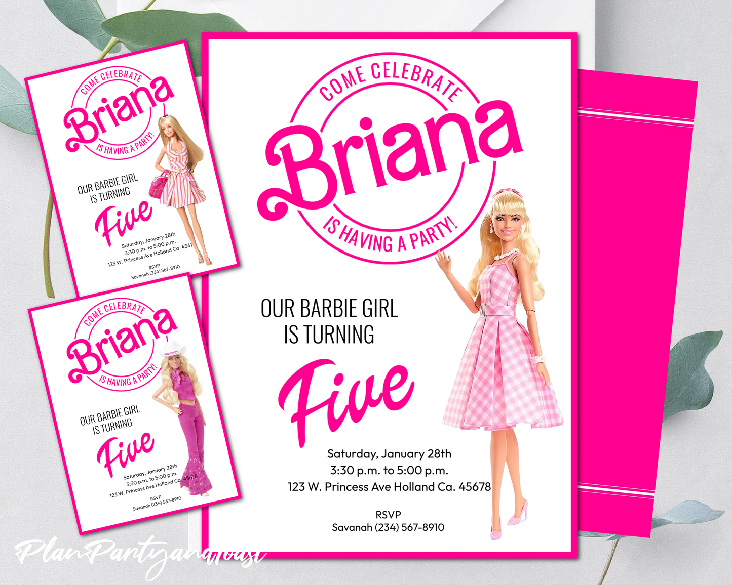 Barbie birthday invitation movie doll theme