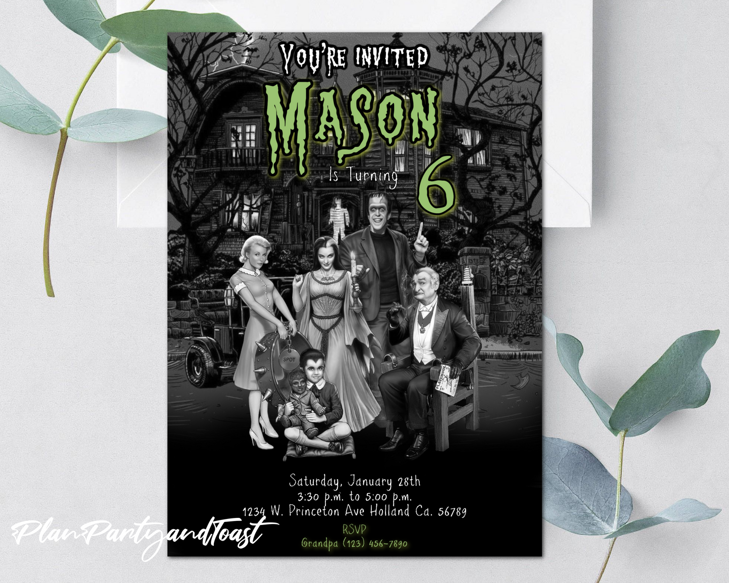 The Munsters birthday invitation