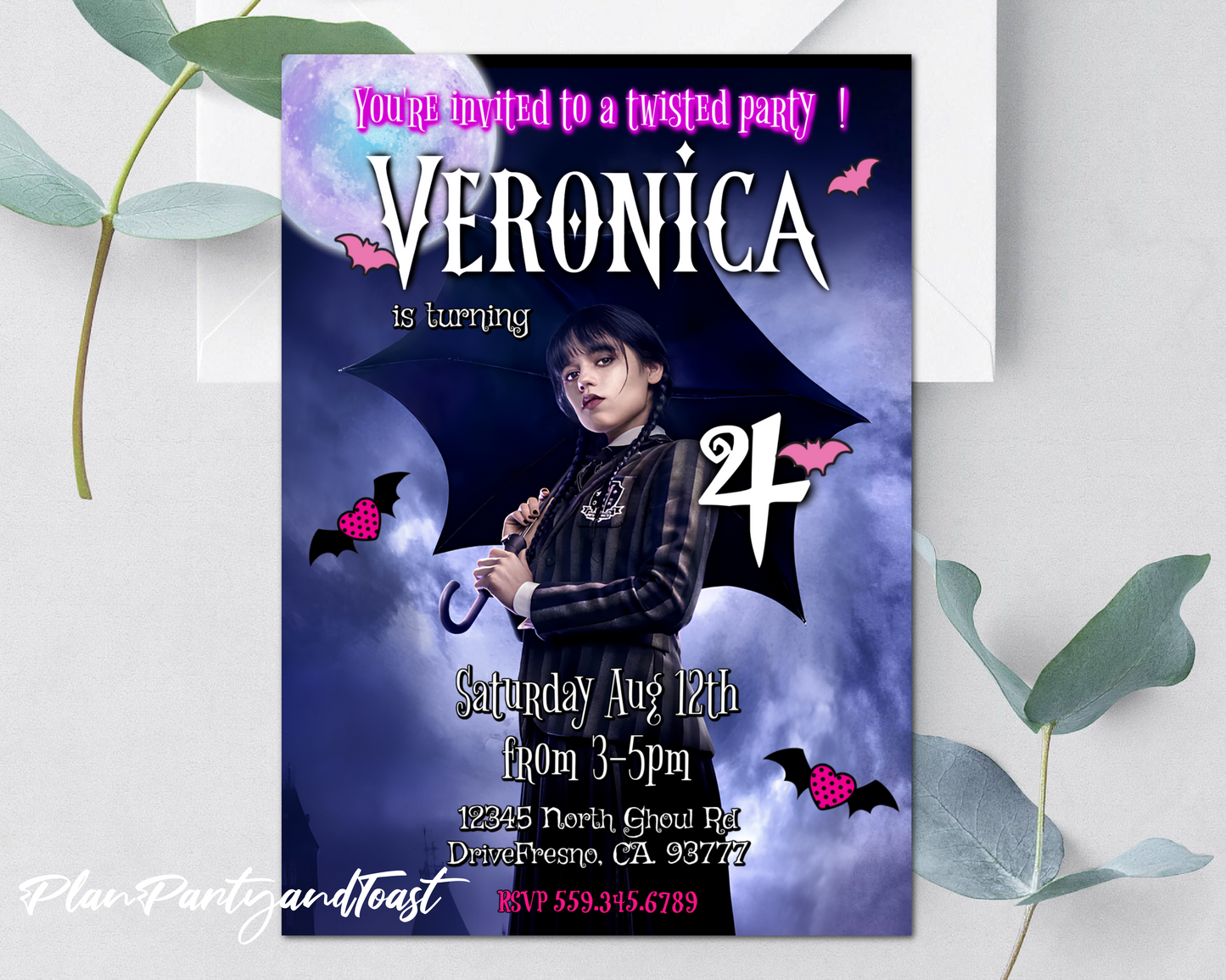 Wednesday Addams birthday invitation