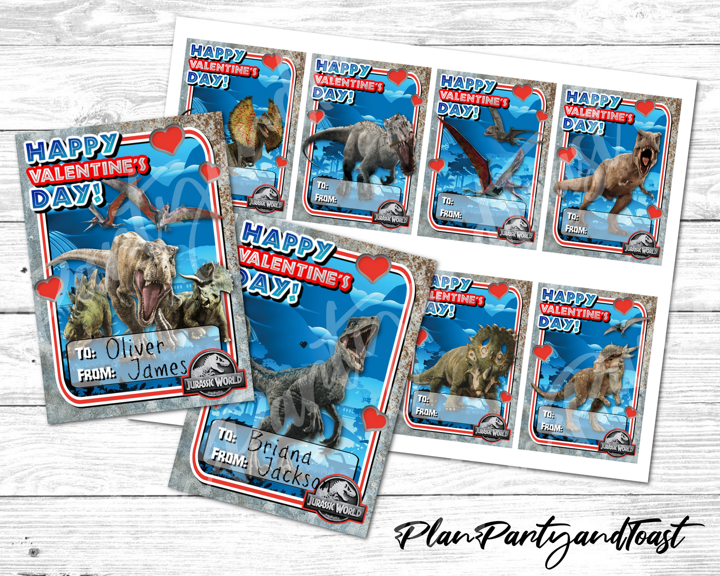 Jurassic World Valentine's Day Cards