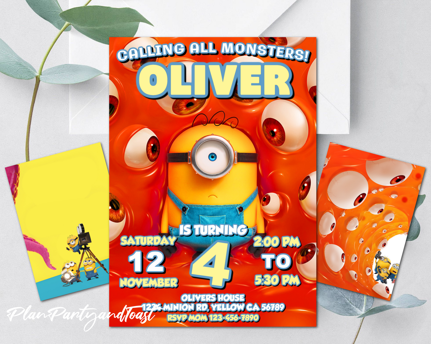 Minions and Monsters birthday invitation