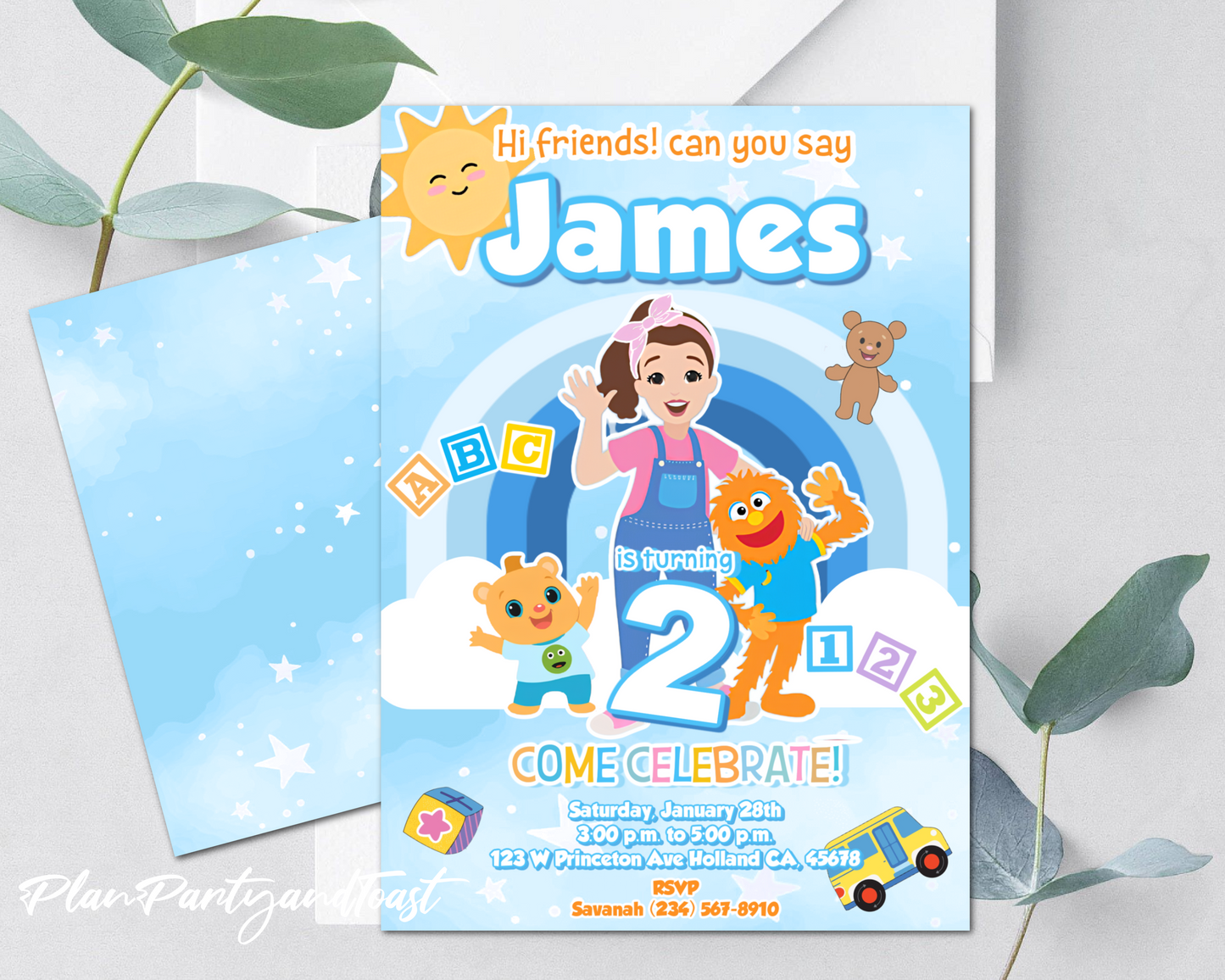 Ms. Rachel birthday invitation boy or girl