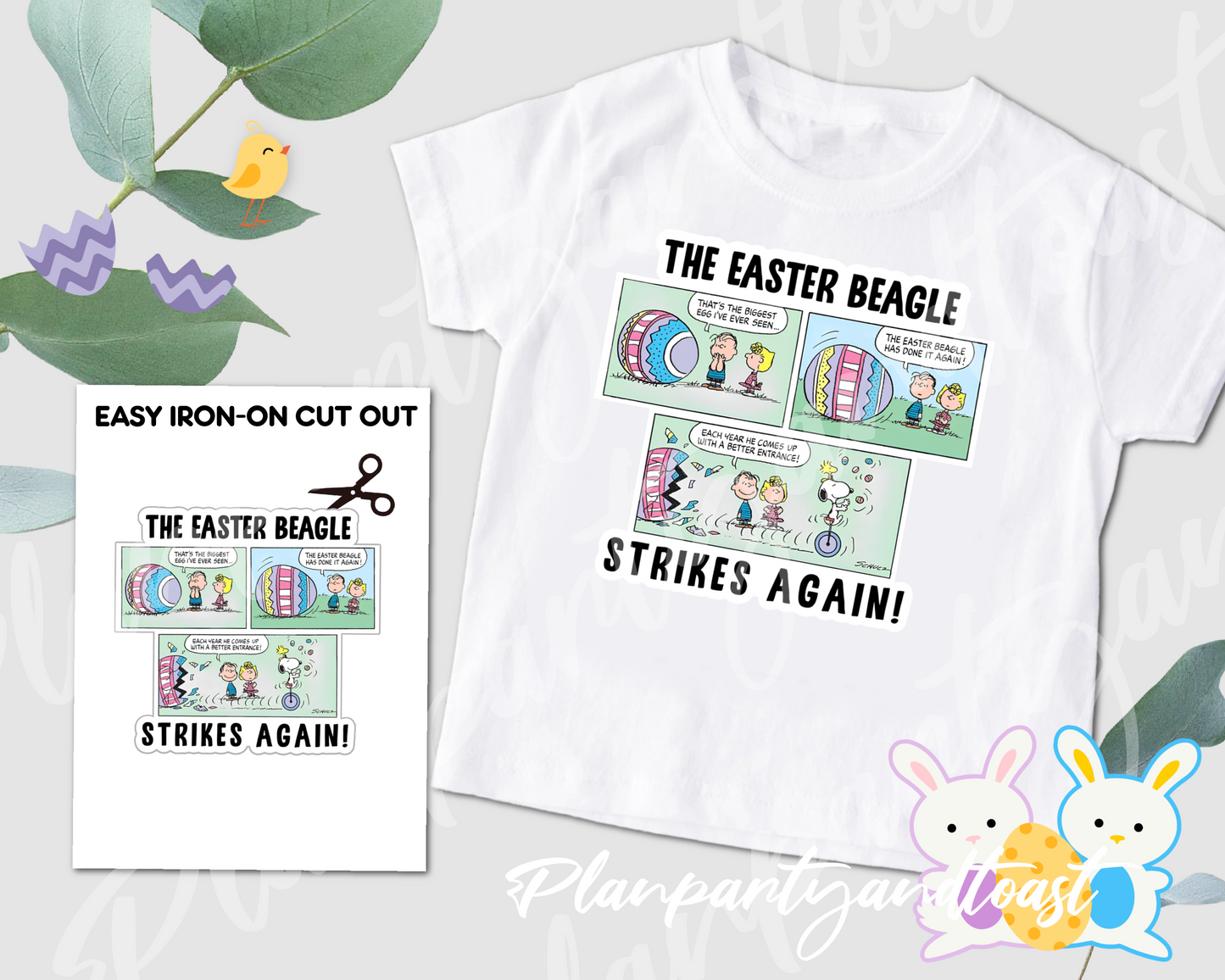 Snoopy Easter Beagle Strikes Again Digital Iron-On Design