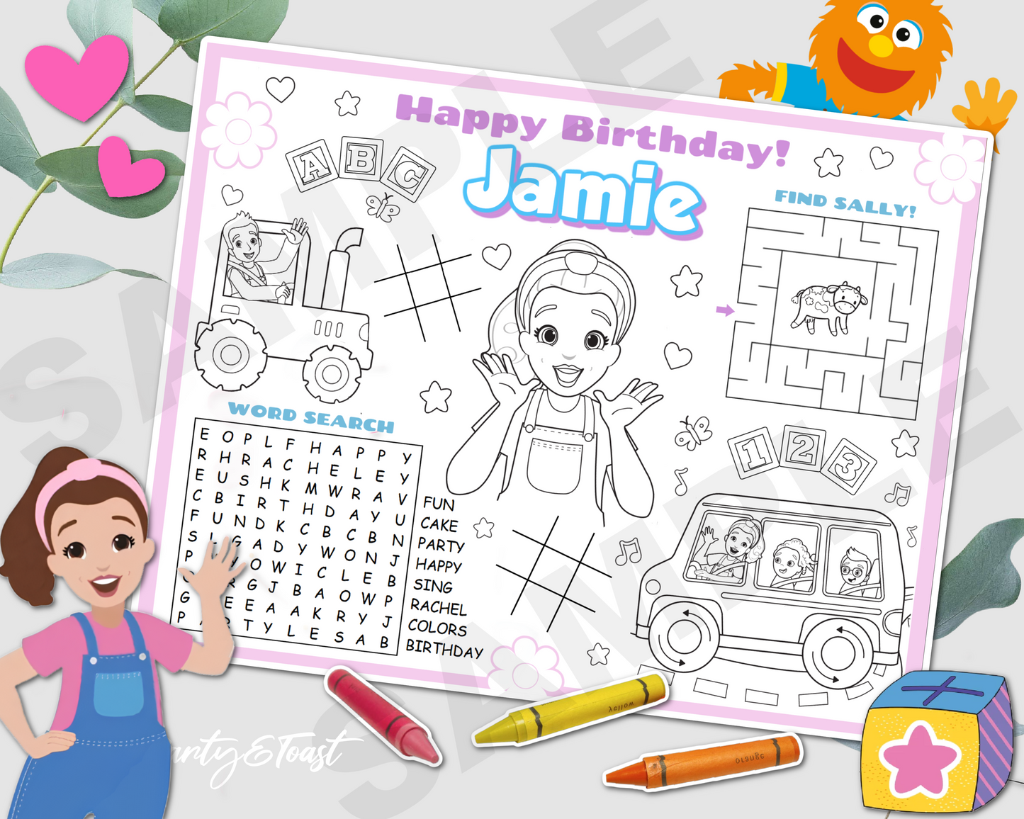 Ms Rachel birthday party placemat