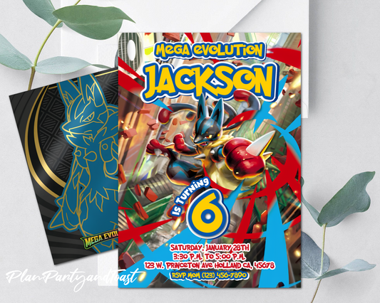 Pokemon birthday invitation Mega Evolution Theme