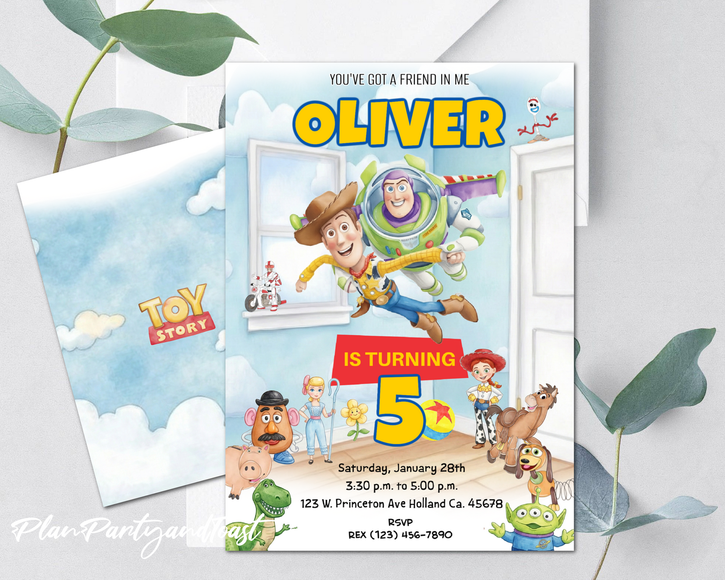 Toy Story birthday invitation movie theme