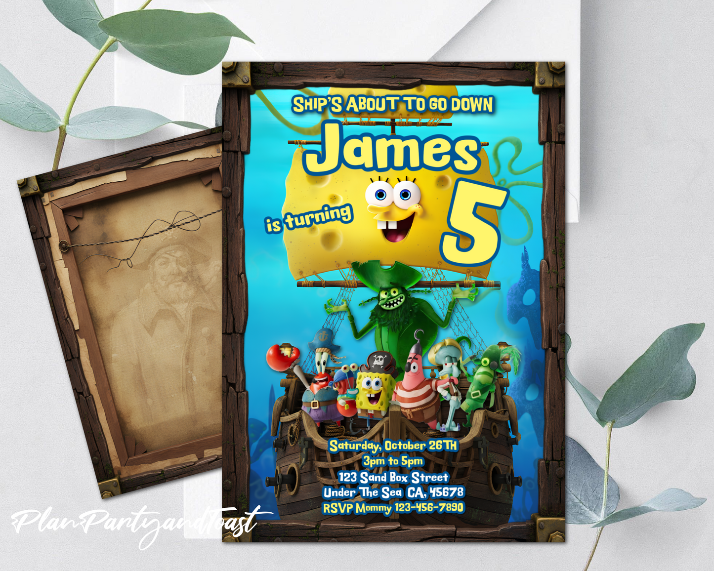 SpongeBob Birthday Invitation Movie theme