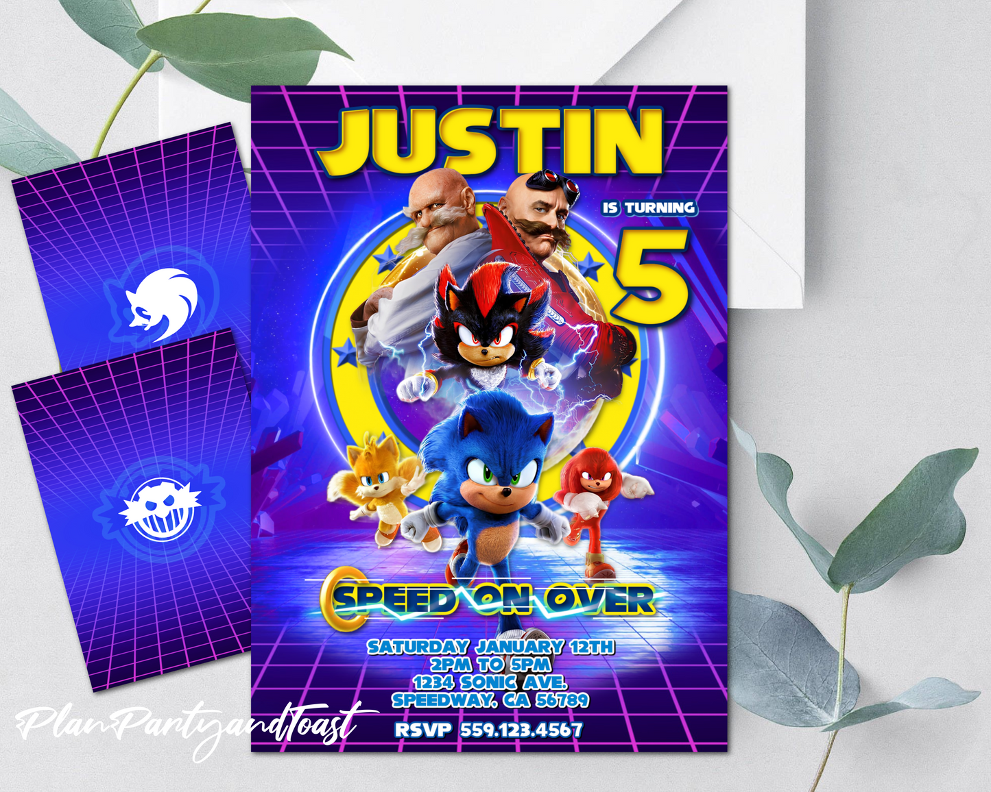 Sonic 3 birthday invitation