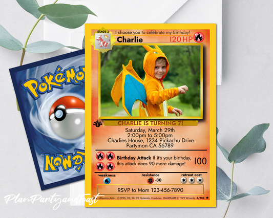 Pokemon birthday invitation Charizard Theme