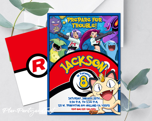 Pokemon birthday invitation Team Rocket Theme