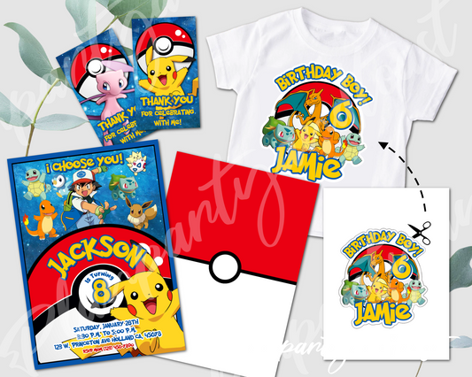 Pokémon birthday invitation bundle