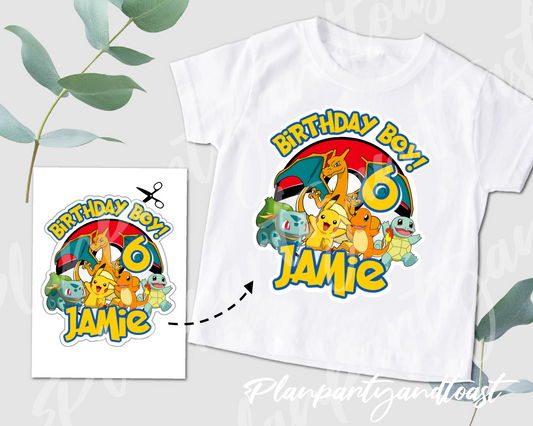 Pokémon Birthday T-shirt Digital Iron-On Design