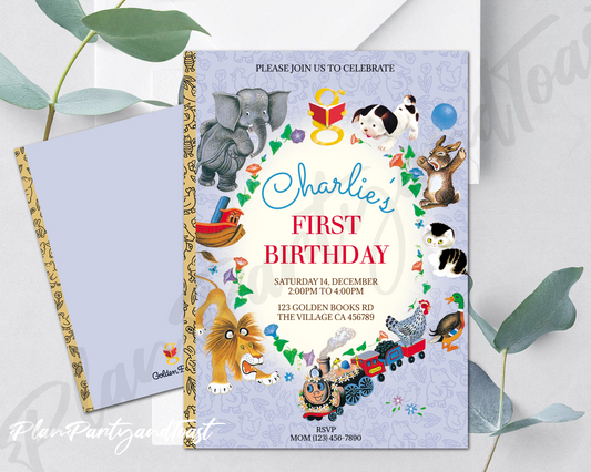 Storybook birthday invitation Golden Book Birthday