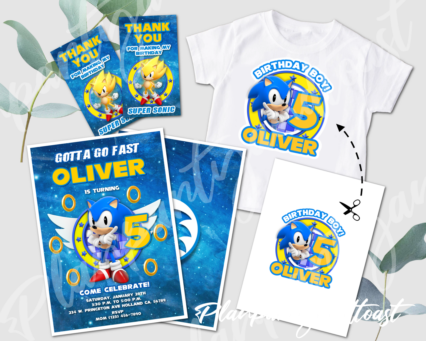 Sonic birthday invitation bundle