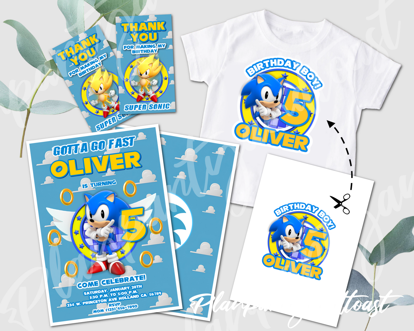 Sonic birthday invitation bundle