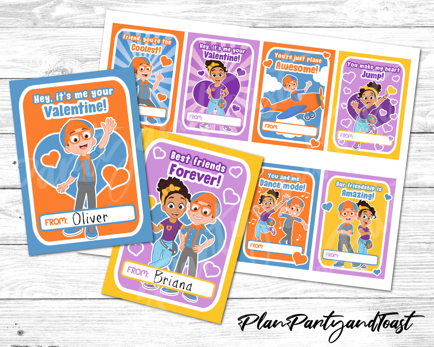 Blippi and Meekah Valentine's Day Cards