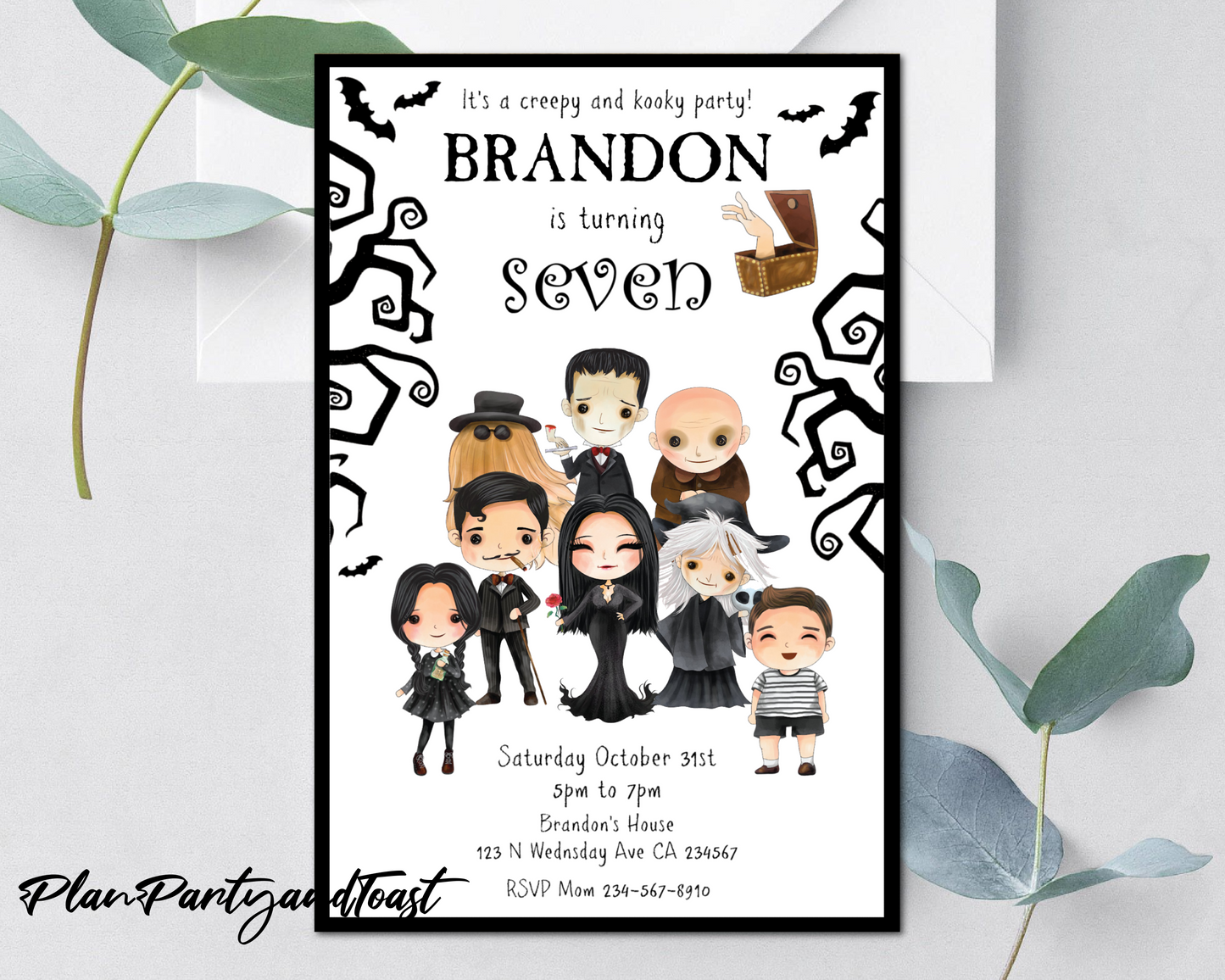 The Addams Family birthday invitation