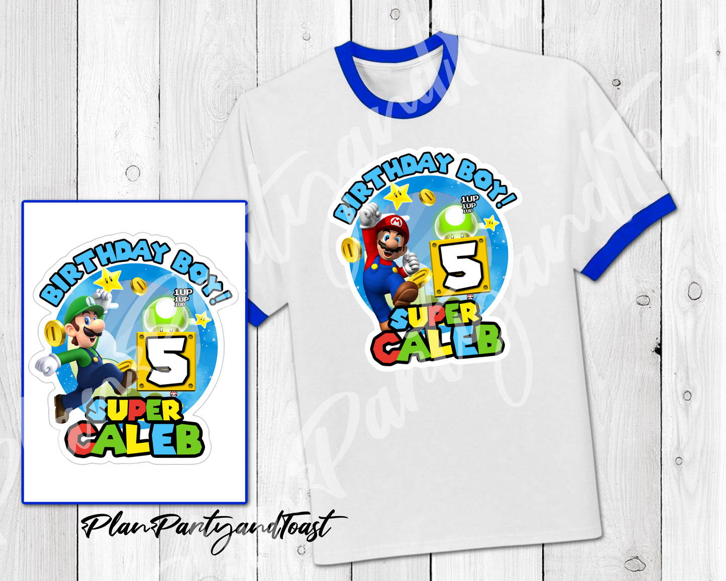 Super Mario Bros Birthday T-shirt Digital Iron-On Design