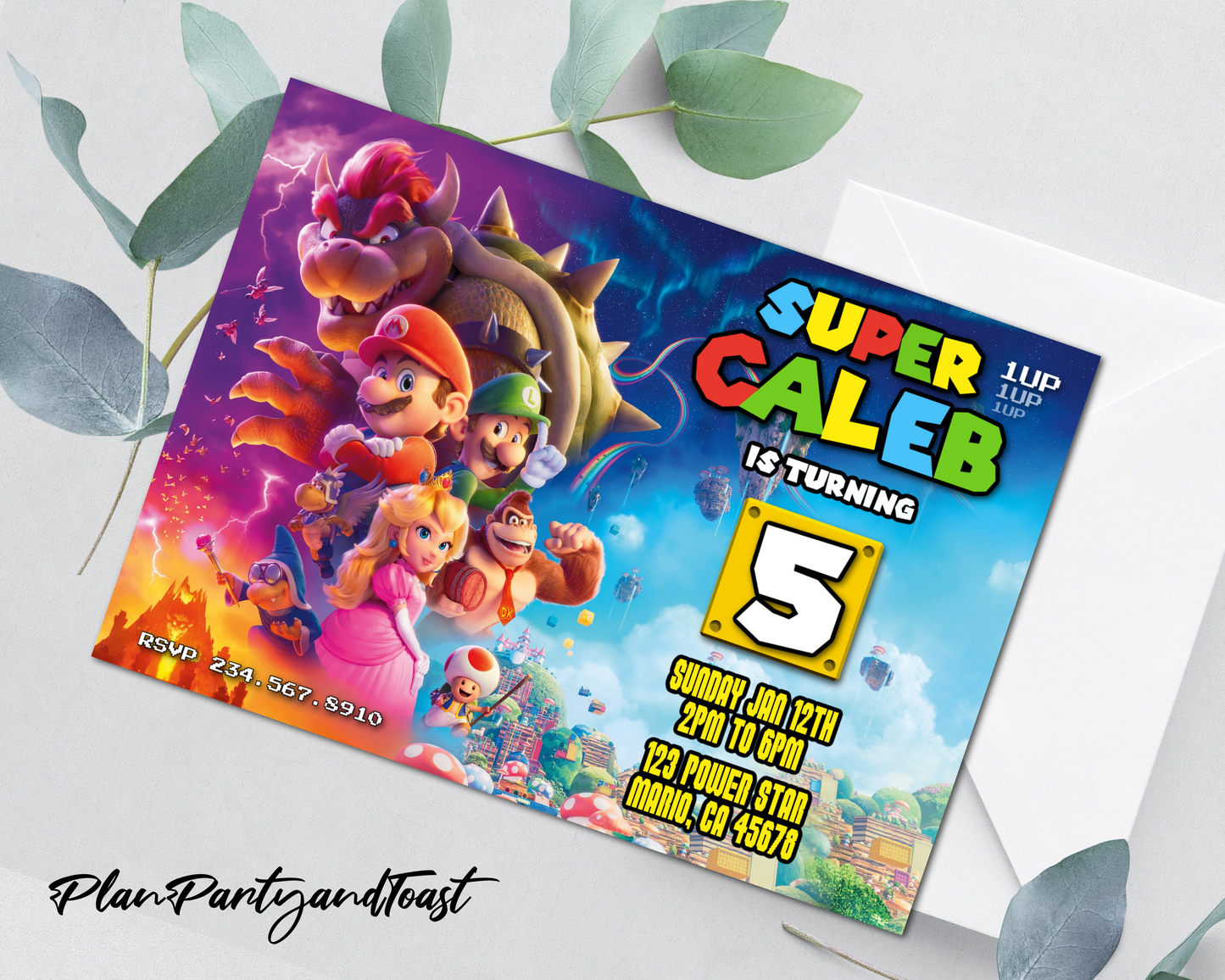 Super Mario Bros birthday invitation