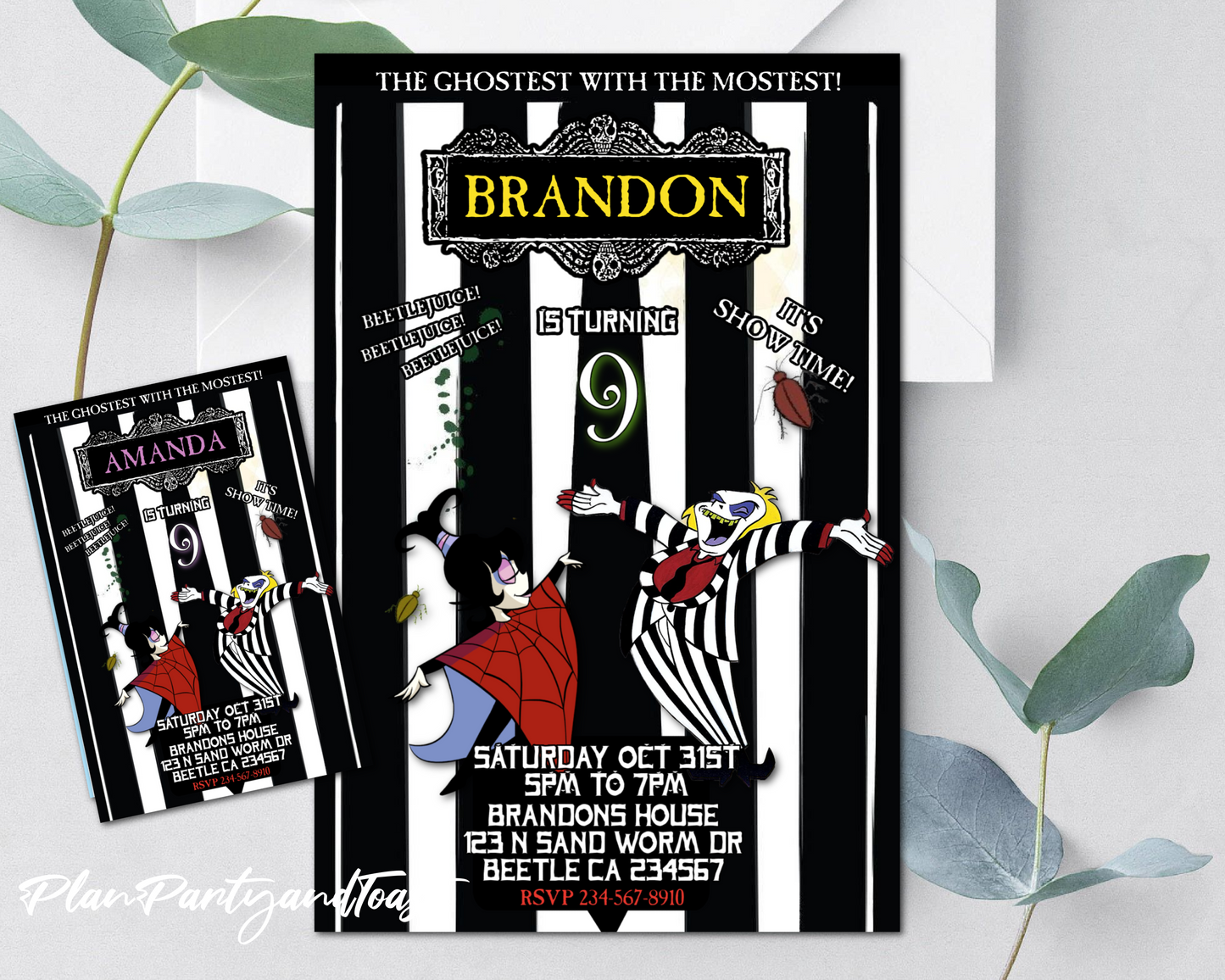 Beetlejuice birthday invitation