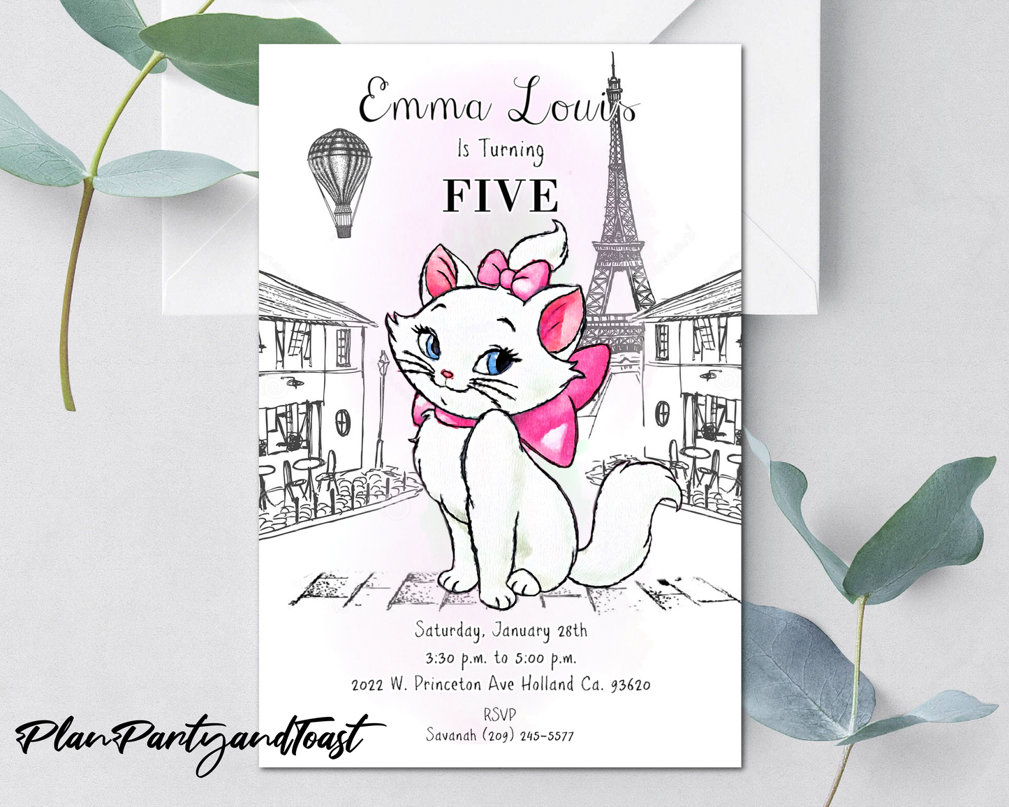 Aristocats birthday invitation