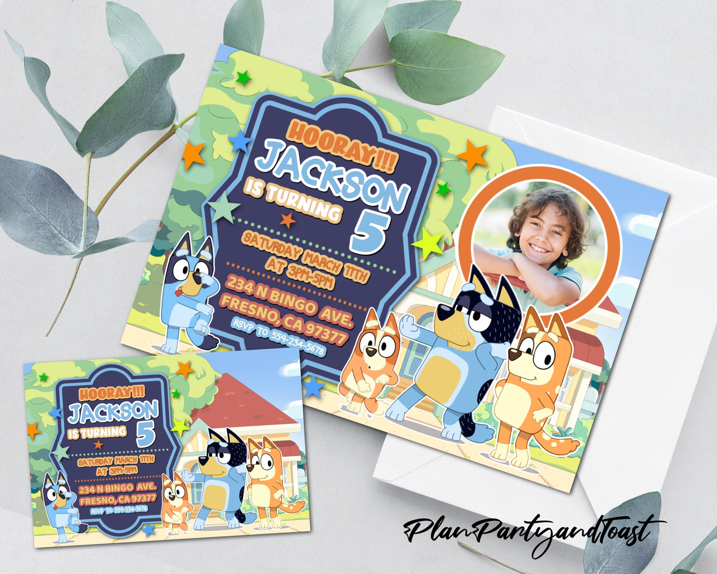 Bluey birthday invitation