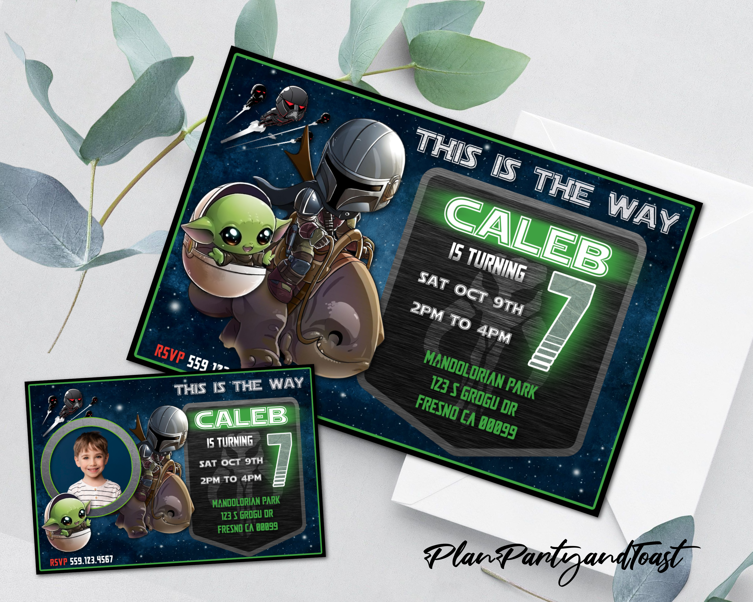 BABY YODA STAR WARS DIGITAL PRINTABLE BIRTHDAY PARTY INVITATION