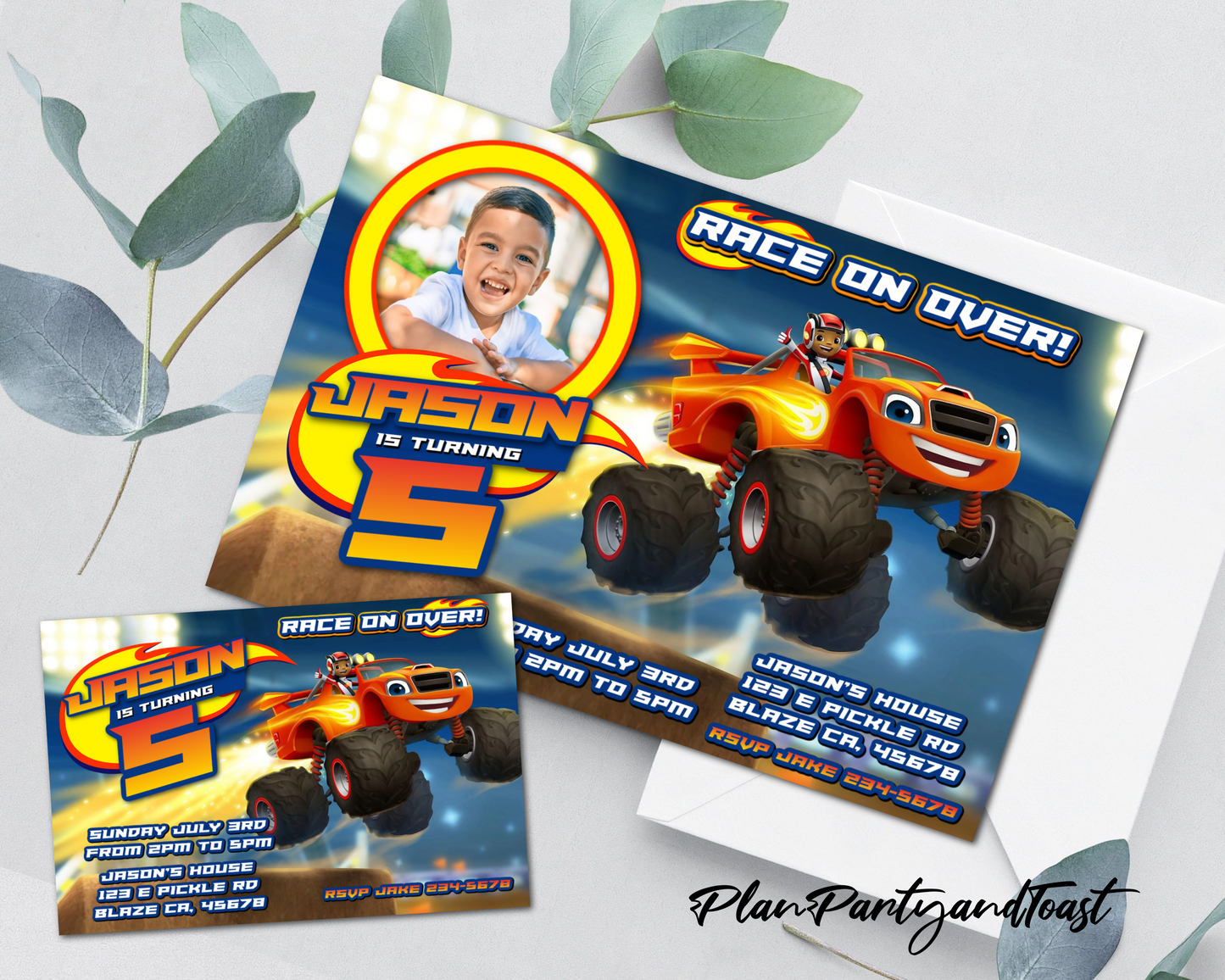 Blaze And The Monster Machines birthday invitation