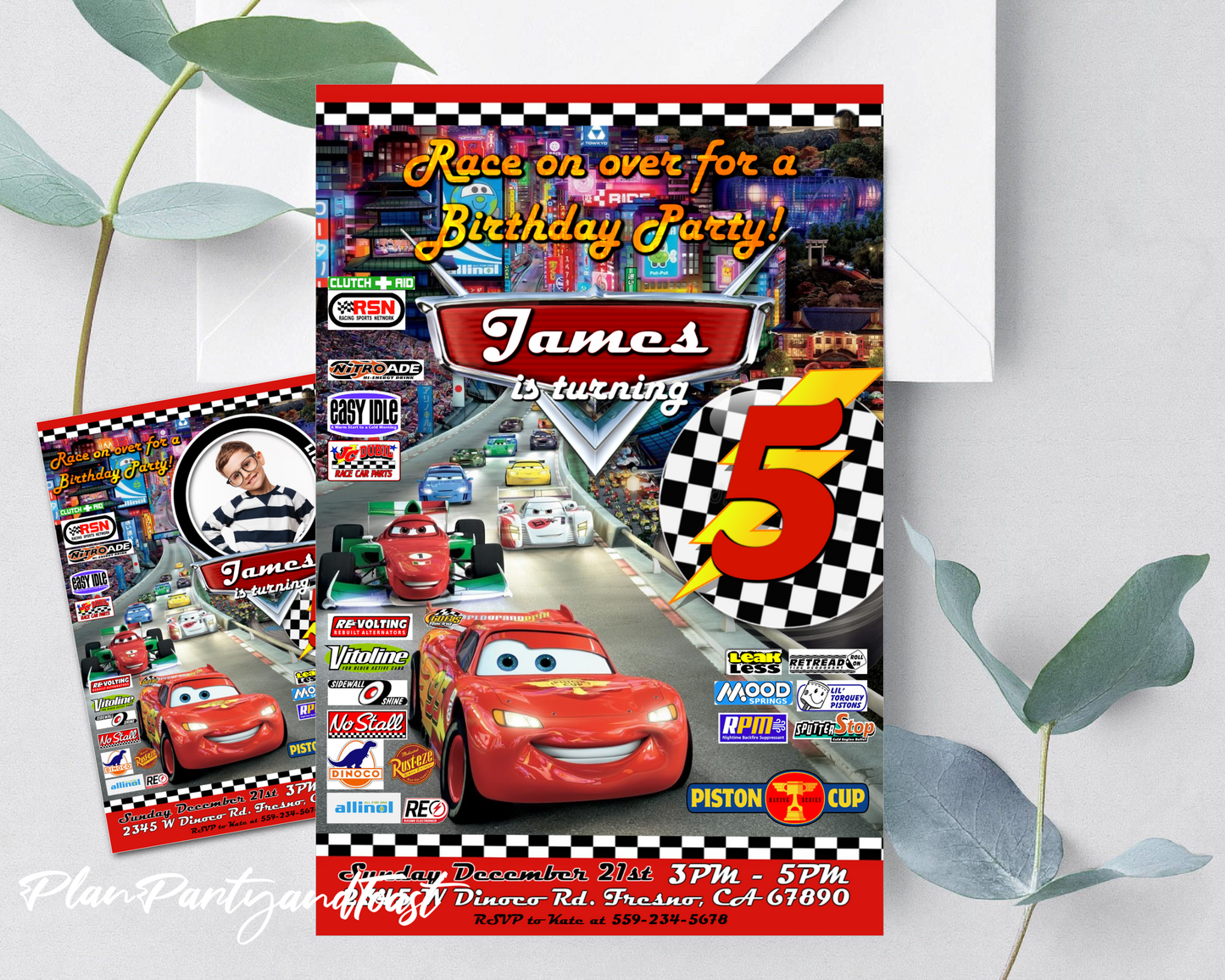 Cars birthday invitation