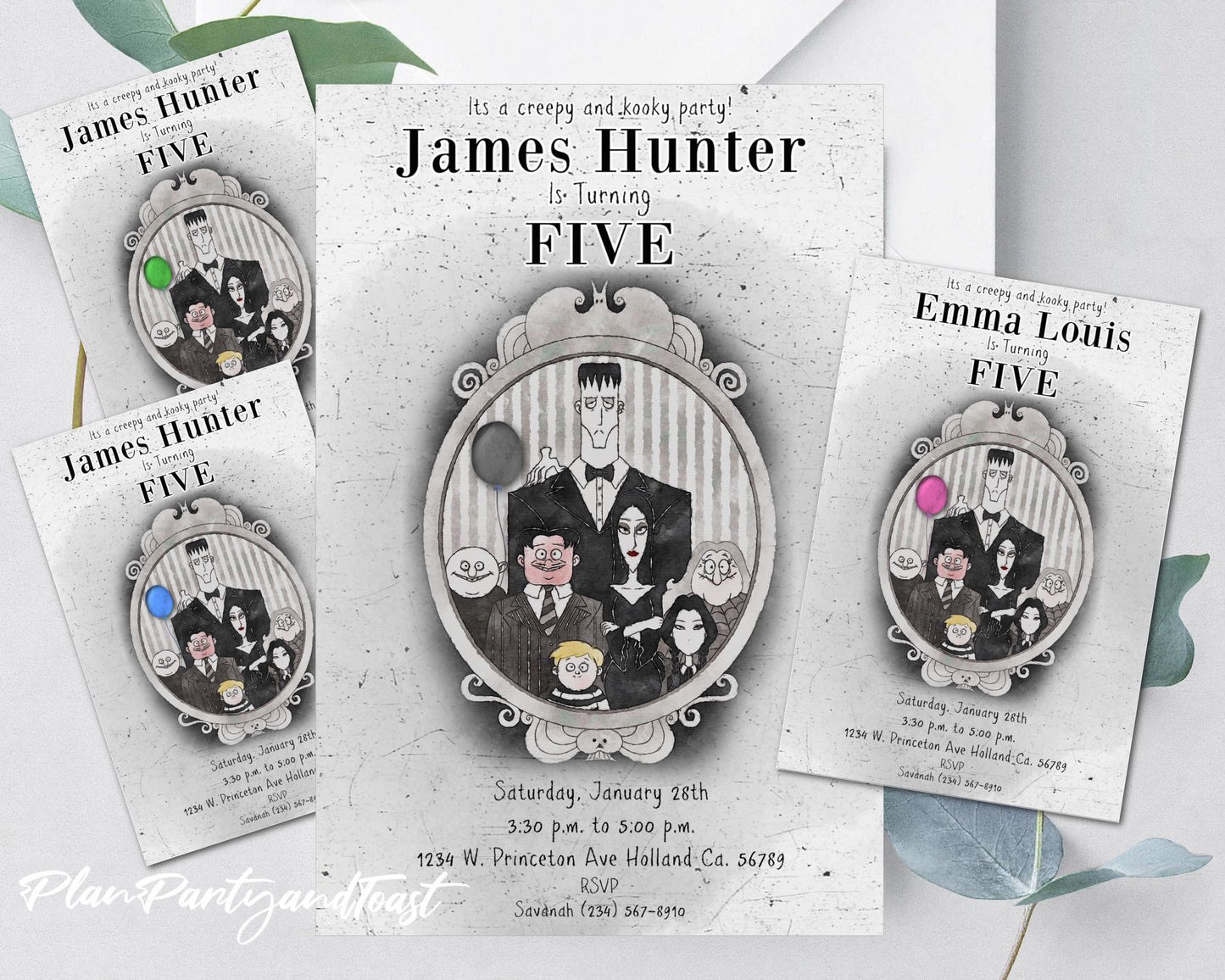 The Addams Family birthday invitation