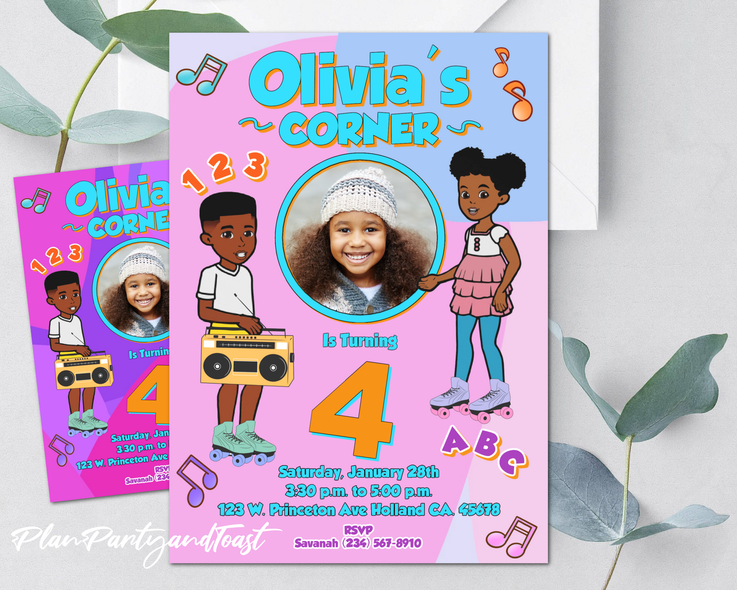 Gracie's Corner birthday invitation