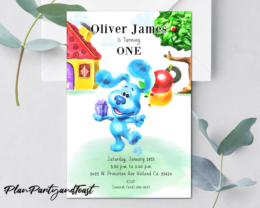 Invitación de cumpleaños de las pistas de Blue