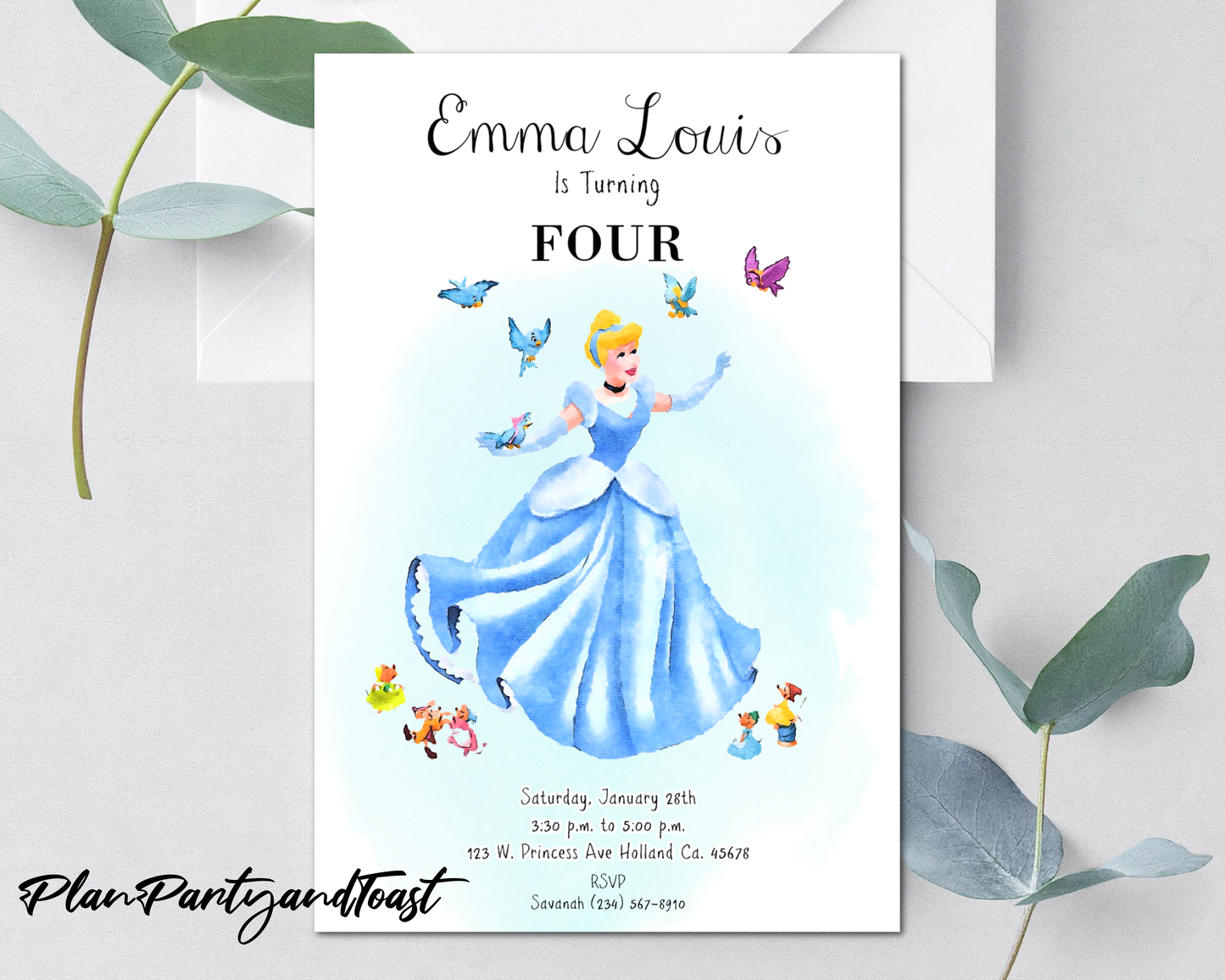 Cinderella birthday invitation