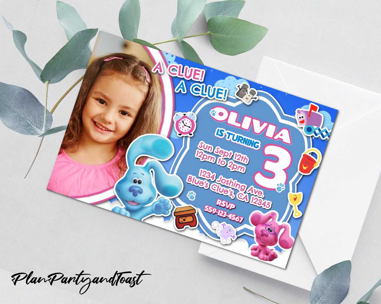 Blue's Clues birthday invitation