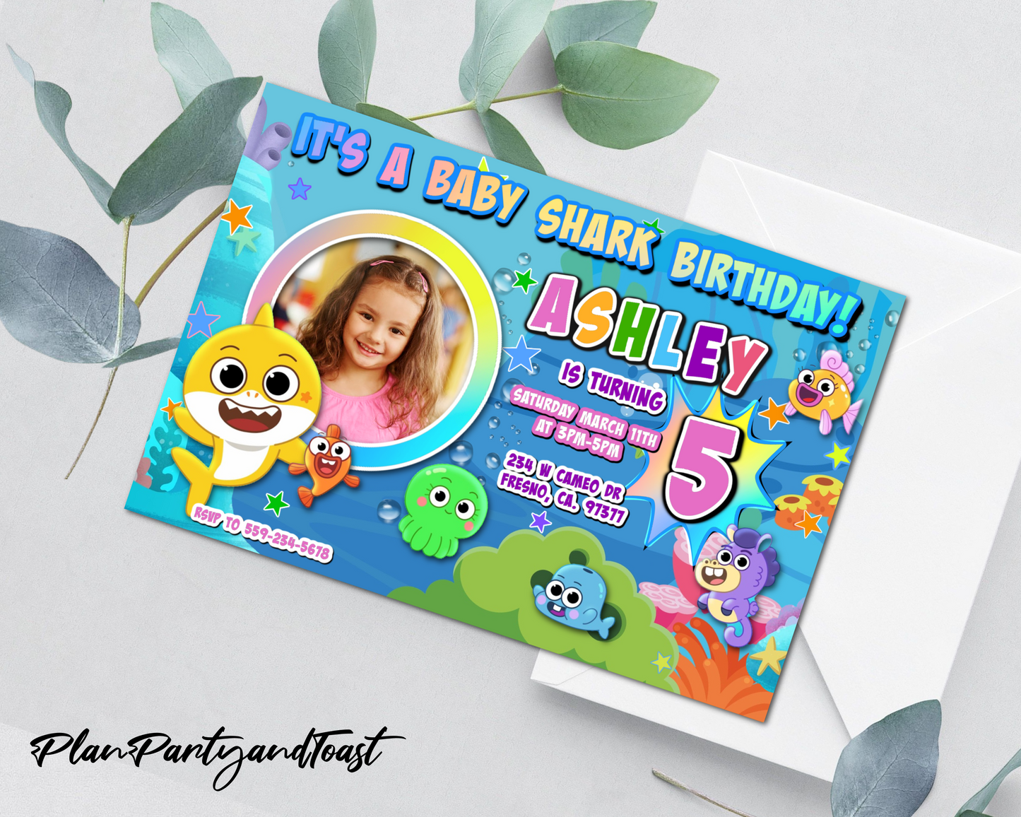 Baby Shark birthday invitation