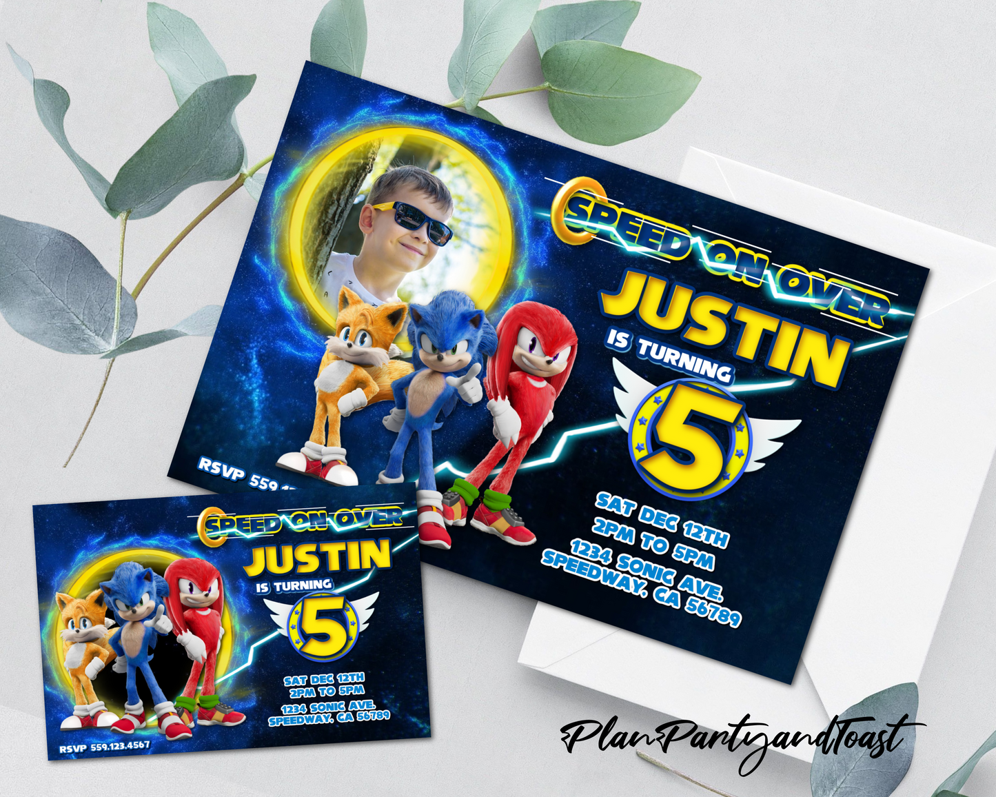 Invitación de cumpleaños de Sonic
