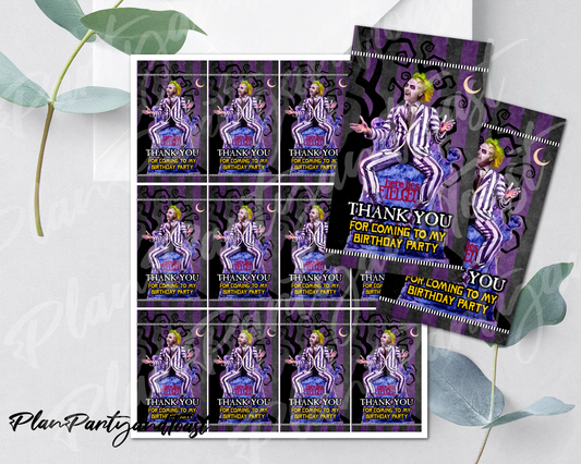 Beetlejuice birthday Thank You Tags