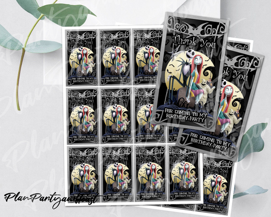 Nightmare Before Christmas birthday Thank You Tags