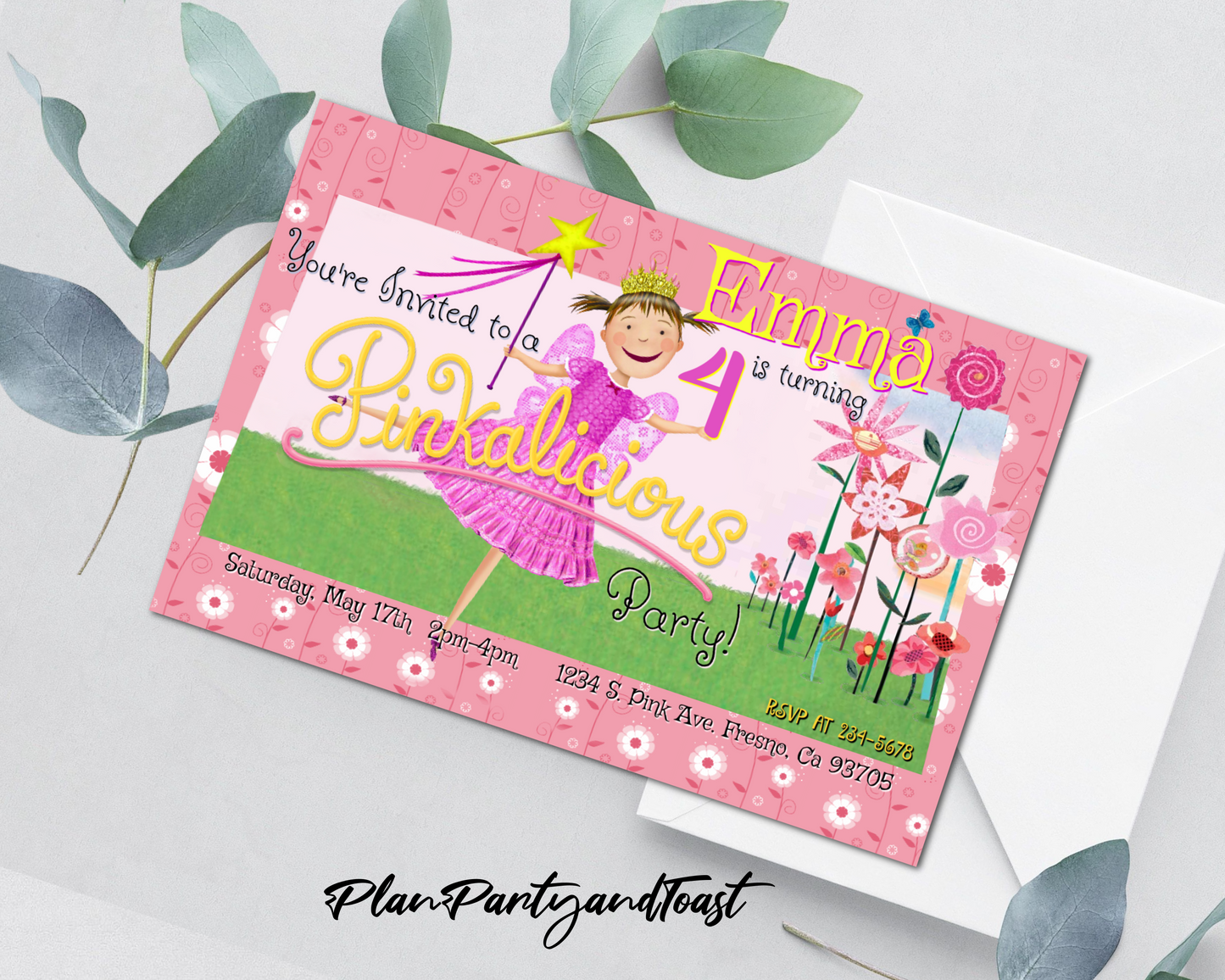 Pinkalicious birthday invitation