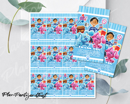 Etiquetas de agradecimiento de cumpleaños de Blue's Clues