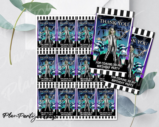 Beetlejuice birthday Thank You Tags