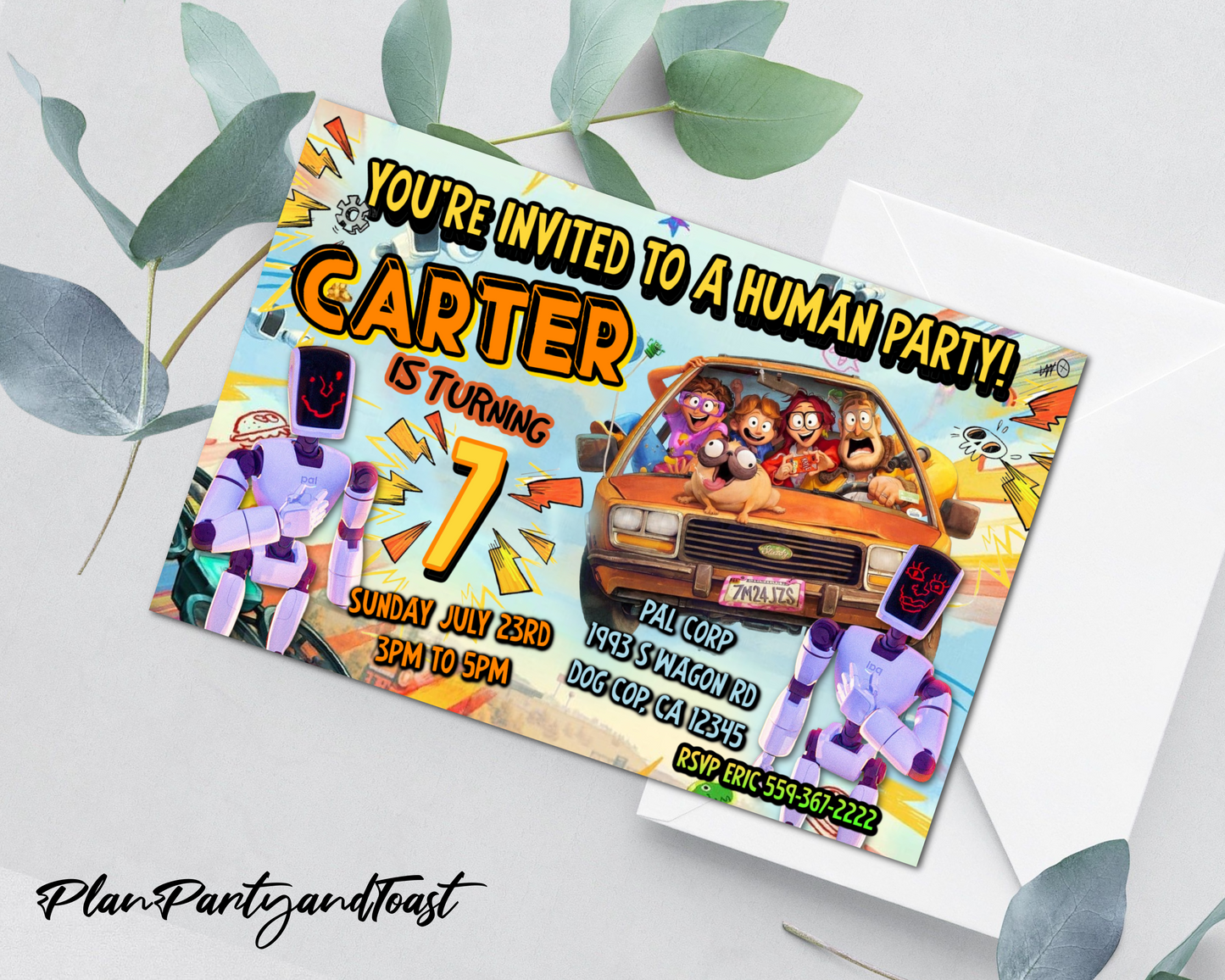 The Mitchells Vs The Machines birthday invitation