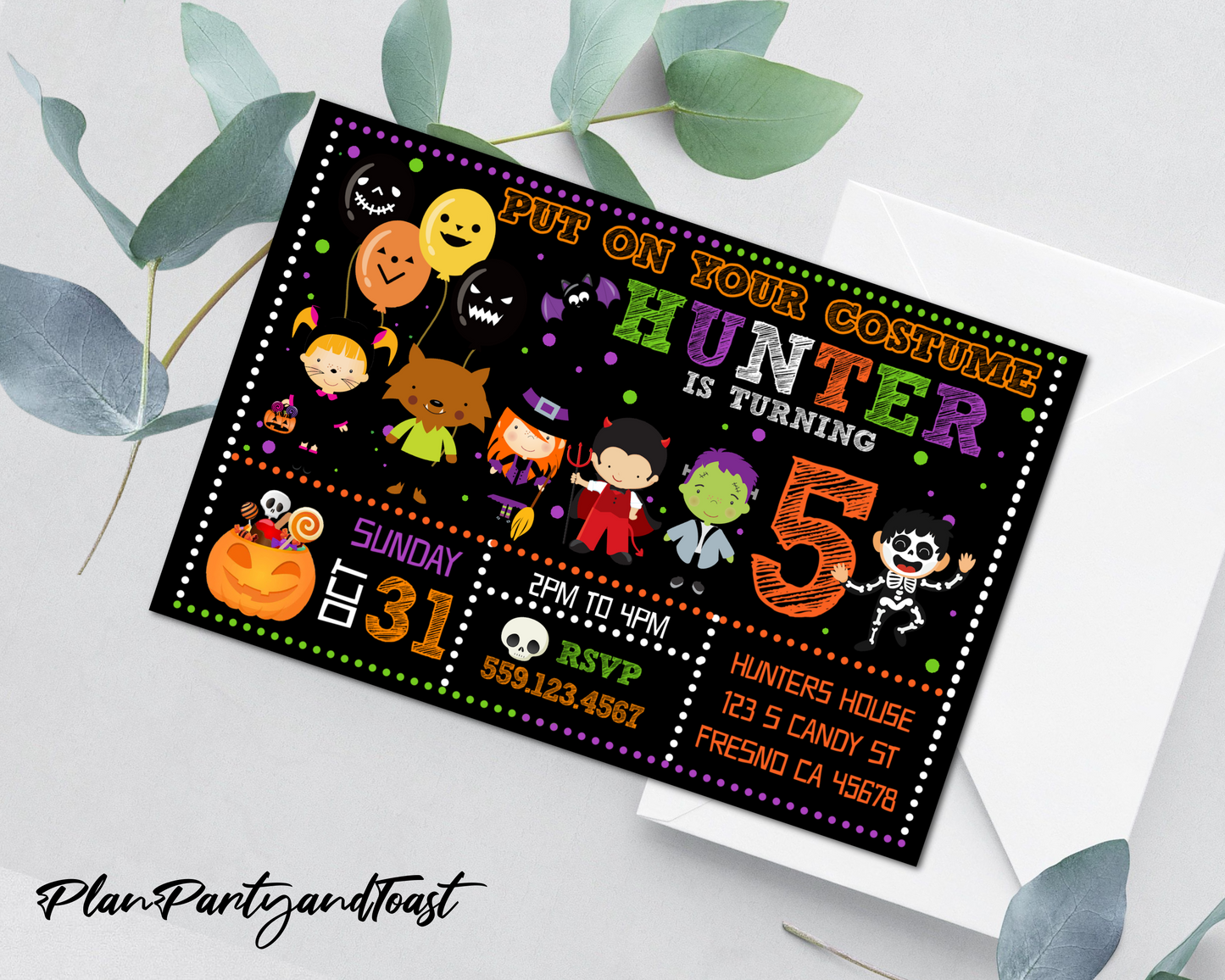 Halloween birthday invitation